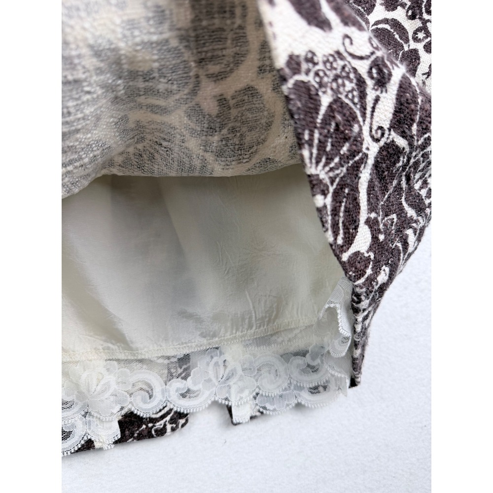 Trina Turk Los Angeles Vintage Floral Damask Pencil Skirt Brown Cream Size 2 - Picture 3 of 8